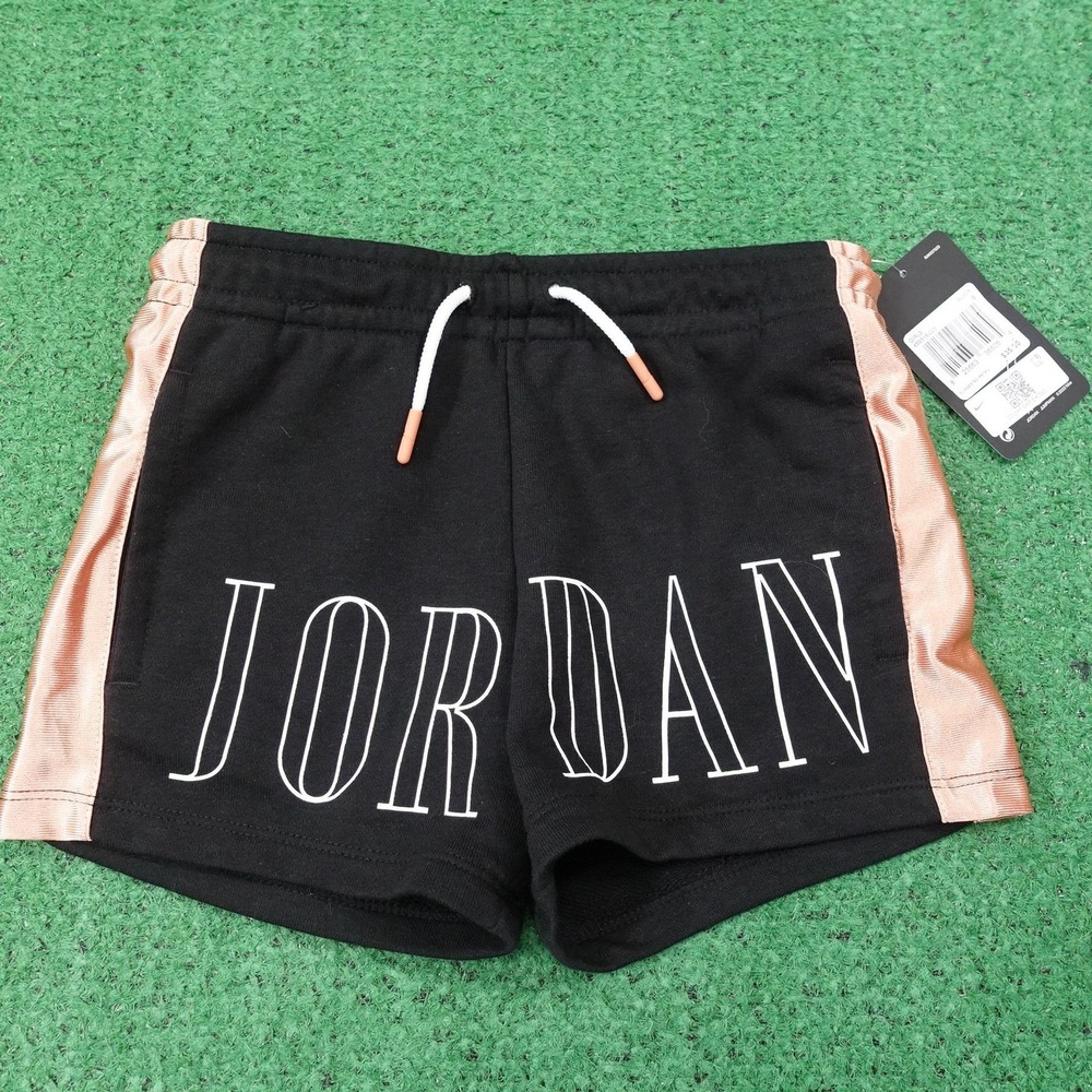 New! Jordan Shorts Girls S 8-10 Black Athletic Jersey Drawstring Colorblock Nike